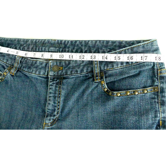 Michael Kors Women's Bootcut Jeans Size 16 Rivet Trim Fold Pocket Denim - Picture 6 of 9